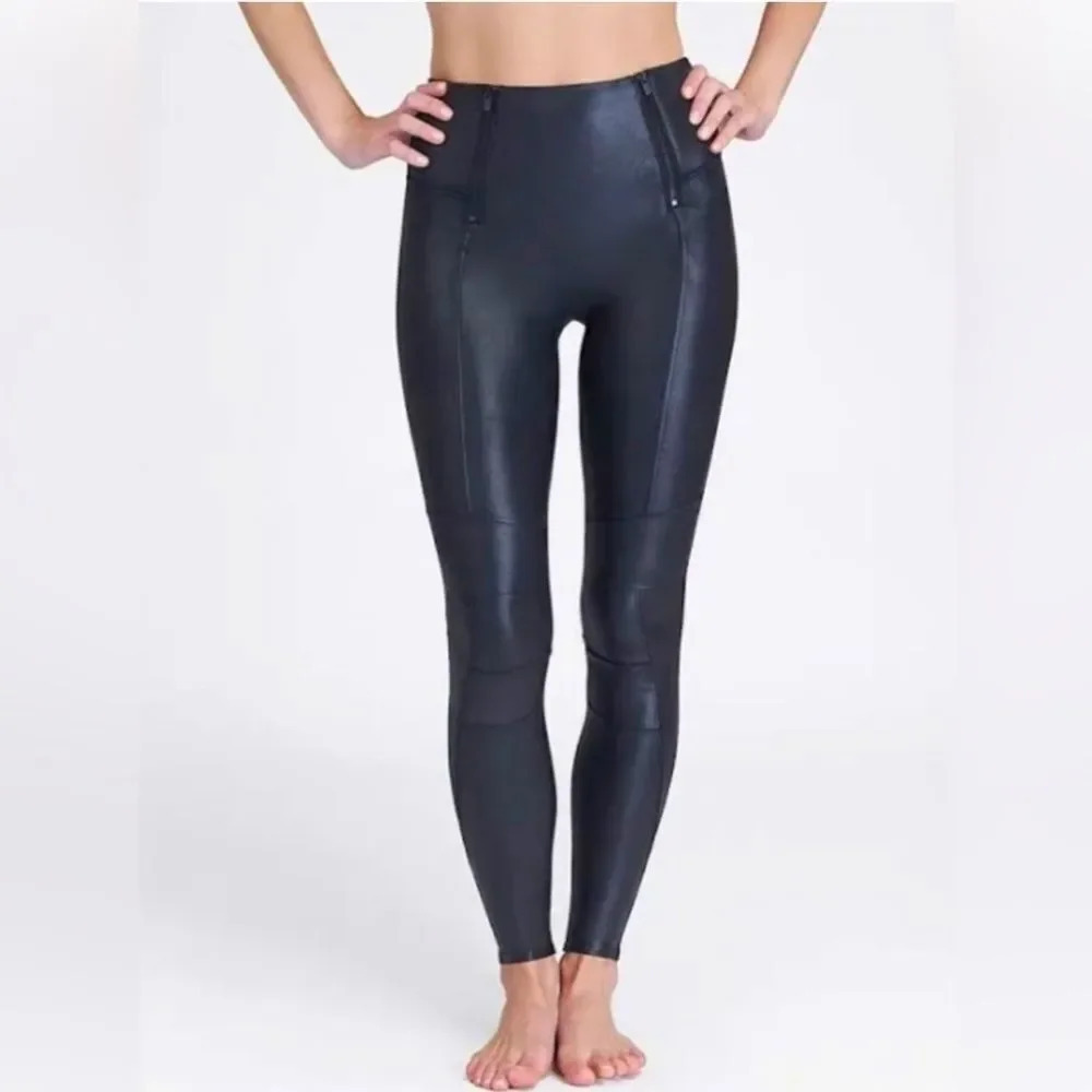 Spanx  faux leather Hip Zip Leggings